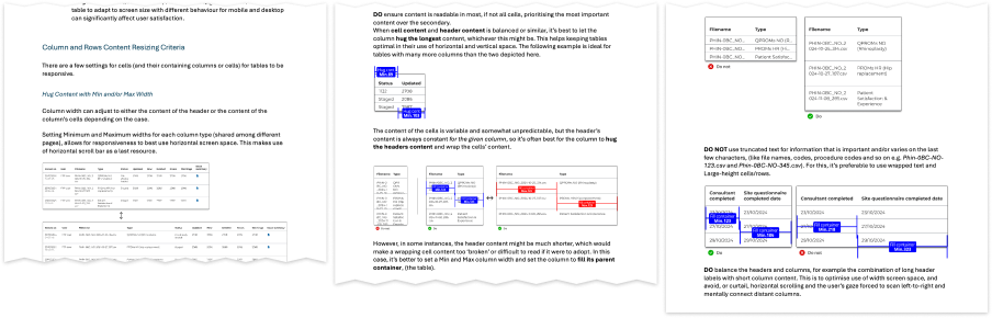 Data table standardisation